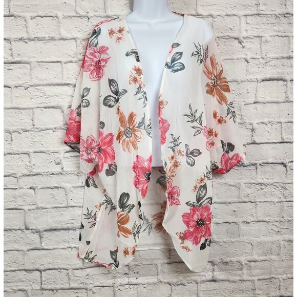 Plus Size Floral Printed Sheer Kimono Cardigan Unbranded One Size Fits Most - Picture 1 of 6